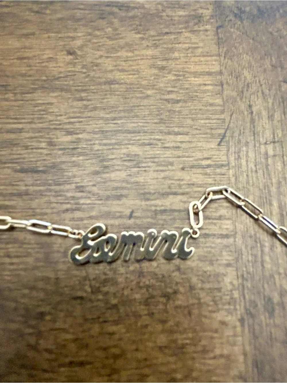 Anthropologie Gold 'Gemini' Script Zodiac Necklace - Picture 2 of 3